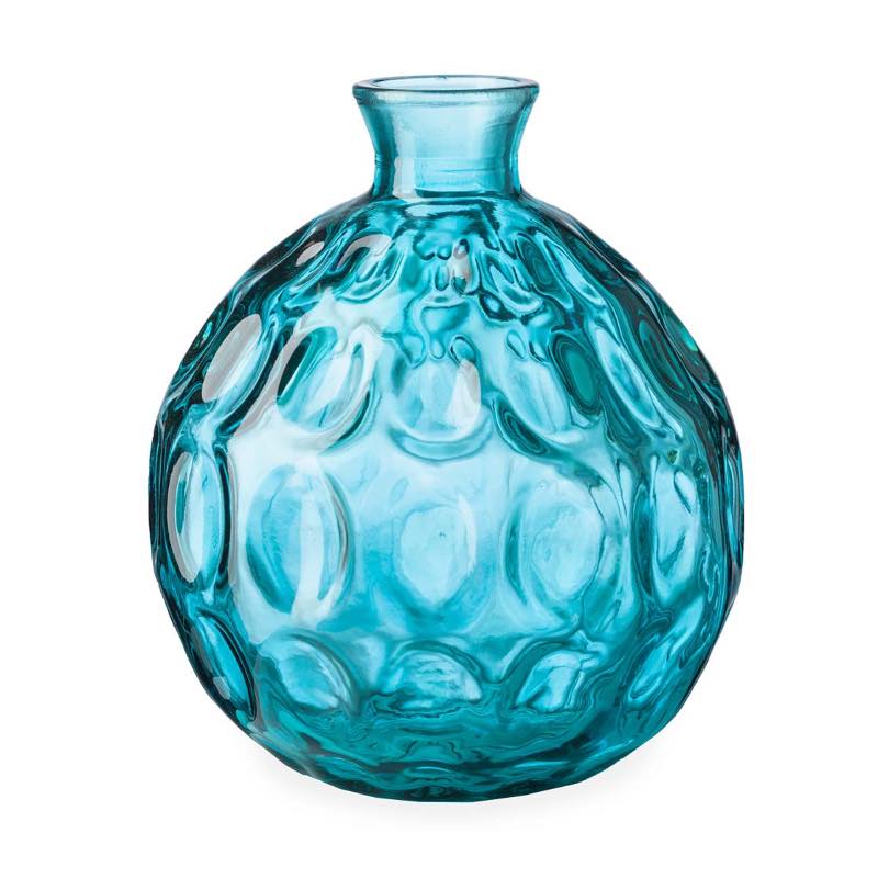 Dune Round Recycled Dimpled Glass Vase, 7.5